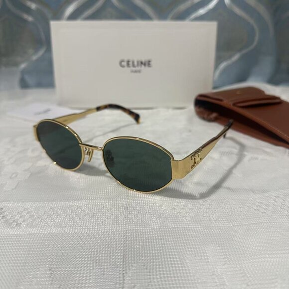 Celine Black Sunglasses with Gold Accent - Picture 1 of 7